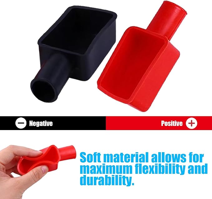 Battery Terminal Cover Flexible positive and negative battery terminal protectors Car Insulating Battery Cover Red and Black Top Post Cap for Car Motorcycle Truck 2pcs