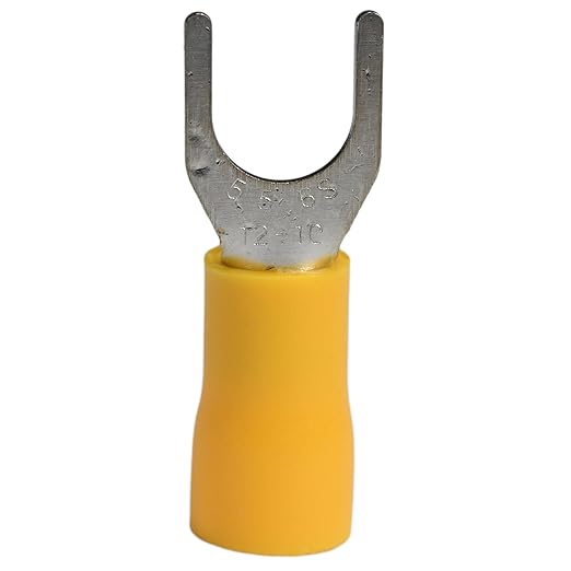 PAPUGA 25PCS 12-10 AWG (4-6 mm2) 1/4" / M6 Narrow Version Insulated Fork Spade Crimp Connector, 600V 48A, CE RoHS Automotive Electrical Crimp Terminal, Appliance & HVAC