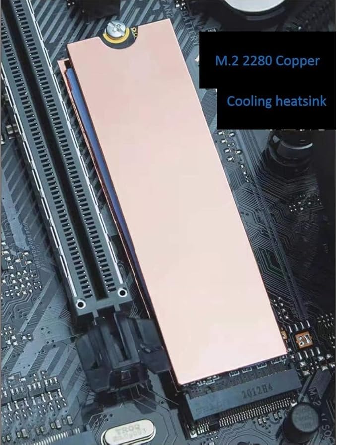Easycargo Laptop M.2 Heatsink Kit, Copper m.2 Heat Sink + Thermal pad 1mm 0.5mm for Cooling Laptop M.2 2280 SSD (1-Pack)