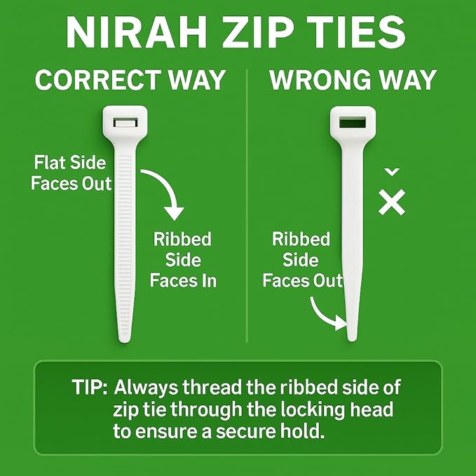 Small Zip Ties 6 inch, Clear, 40lbs strength, Multi-Purpose, Self-locking, Small Size Cable Ties White, Mini Wire Ties, Tiny Tie Wraps for Crafts, Wreath, Electrical, Home, Garden & Office by Nirah