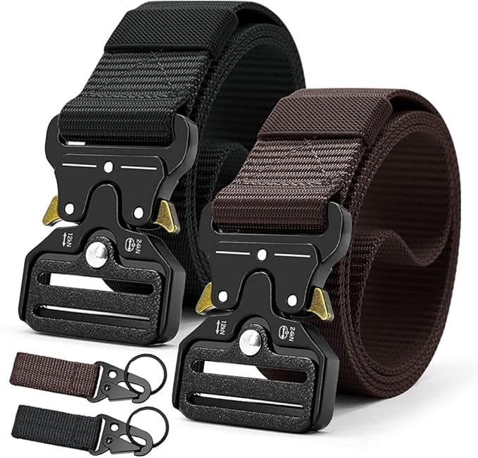 DOOPAI Tactical Belt for Men, 3Pack Military Nylon Web with Heavy Duty Quick Release Metal Buckle