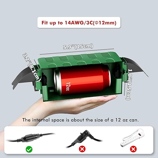 Flemoon [2 Pack] IP55 Small Outdoor Electrical Box Waterproof (Inner 5.9 x 3.2 x 1.8inch), Extension Cord Cover with Detachable Awning Covers for Plug, Outlet, Holiday Lights, Green