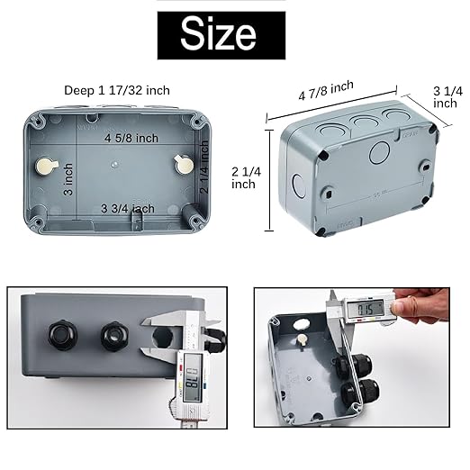 2PK Electrical Junction Box, Nineleaf IP66 Weatherproof Junction Box, 4.9"x 3.3"x 2.3" (125x86x62mm), PVC/ABS Plastic Electric Project Boxes, Universal Watertight Enclosure, for Pond,Terrace,Workshop
