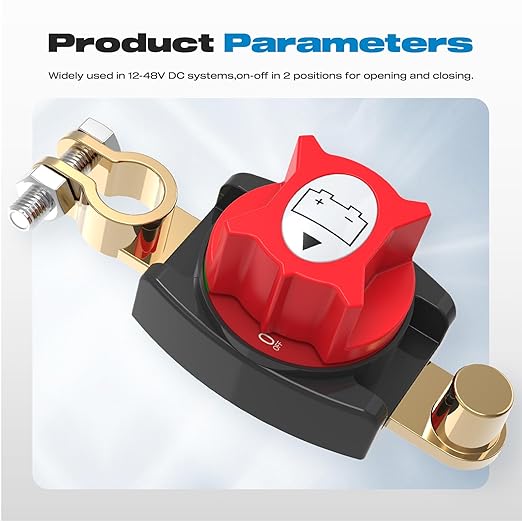 Top Post Battery Disconnect Switch 275A Heavy Duty On/Off Battery Power Cut Off Switch 12V-48V for Automotive, RV, Marine, Truck, Boat(2025 New)