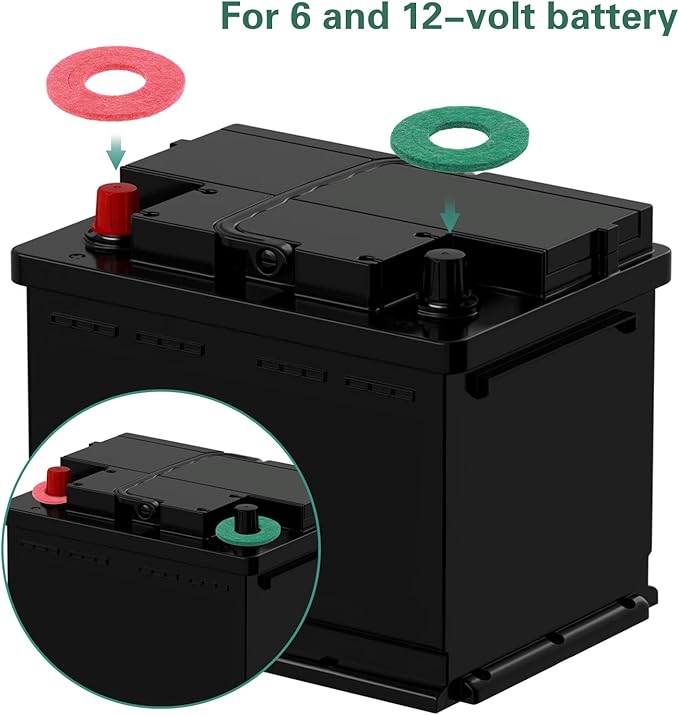 40pcs Battery Terminal Anti Corrosion Washers,Durable Car Battery Terminal Cleaner,Car Batterys Cleaner,for Automotive and Marine Batteries, Green, Red