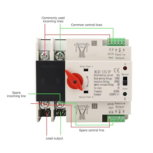 AC110V 63A 2P Mini ATS Automatic Power Automatic Transfer Switch,Dual Power Automatic Transfer Switch 110V Transfer Switch Changeover Power Switch