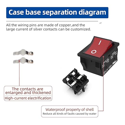 JD 2pcs 30A Power Switch 12V/24V/36V KCD4 DC Boat Rocker Switch ON/Off Switch 4Pins 2Position Toggle Switch with UL Certificate