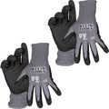 KLEIN TOOLS 60583 Work Gloves, Knit Dipped Cut Resistant ANSI A2 Nitrile Coated Gloves, HPPE Fabric, Touchscreen Capable, Small, 2-Pair