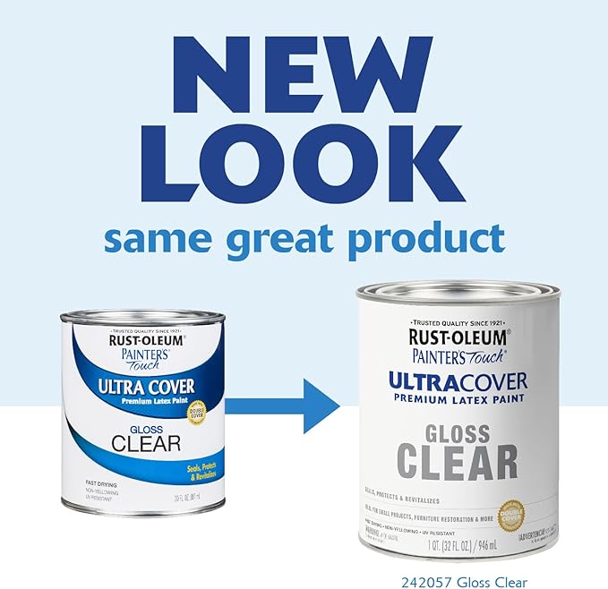 Rust-Oleum 242057 Painter's Touch Latex Paint, Quart, Gloss Clear,1 Quarts (Pack of 1)