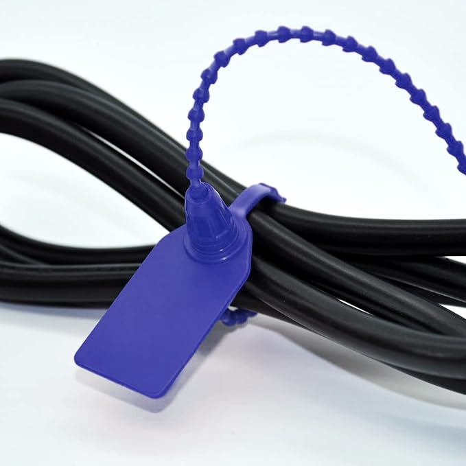 100 Pcs Fire Extinguisher Tags,Security Retail Anti-Theft Self-Locking Shoe Tag,Anti-Tamper Disposable Plastic Seals 250mm Length (Blue)