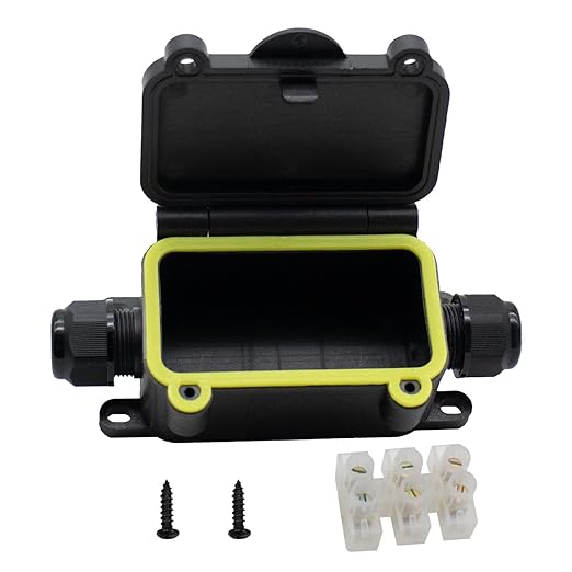 MAKERELE Mini Junction Box Outdoor Waterproof IP68,2Way Plug Line Underground Electrical Junction Box Clamshell-Type Waterproof Junction Box Small Maximum Inner Diameter 8mm