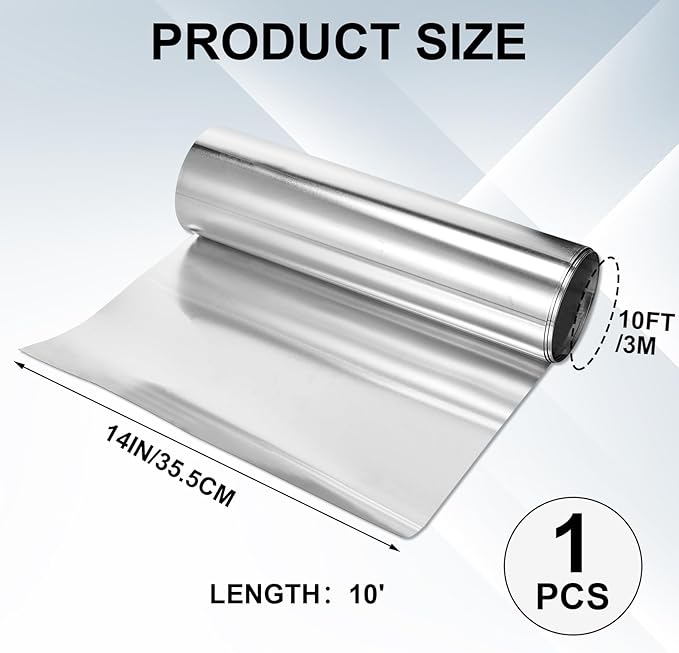 Therwen 1 Roll Aluminum Flashing Roll Metal Aluminum Roof Panels 0.2 mm Thickness Roof Flashing Strip for Sealing Windows Doors Siding Backyard Stains Moss and Mildew Prevention (14" x 10')