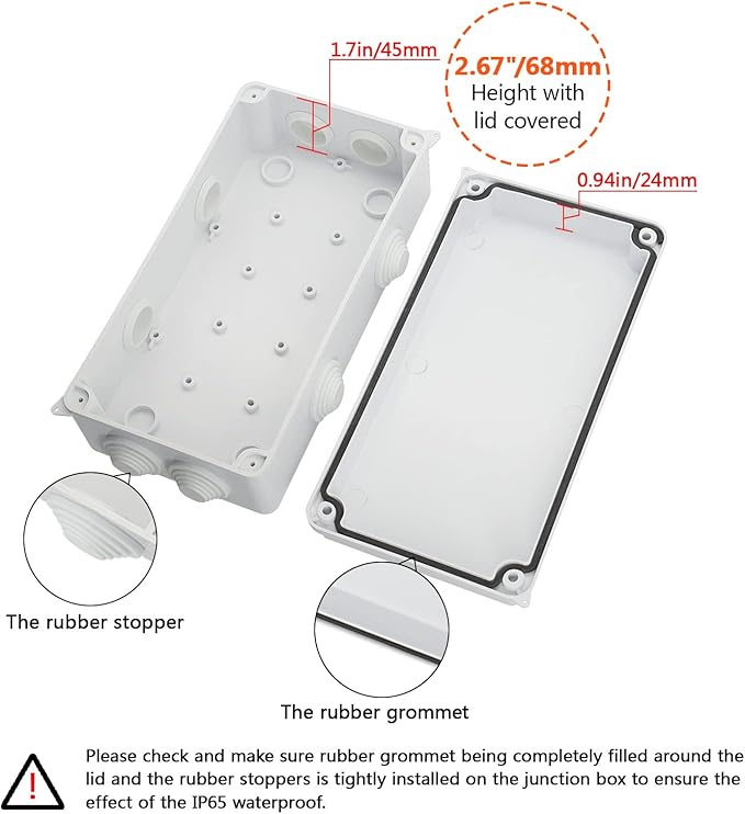 LeMotech ABS Plastic Dustproof Waterproof IP65 Junction Box Universal Electrical Project Enclosure White 7.9 x 3.9 x 2.8 inch (200 x 100 x 70 mm)