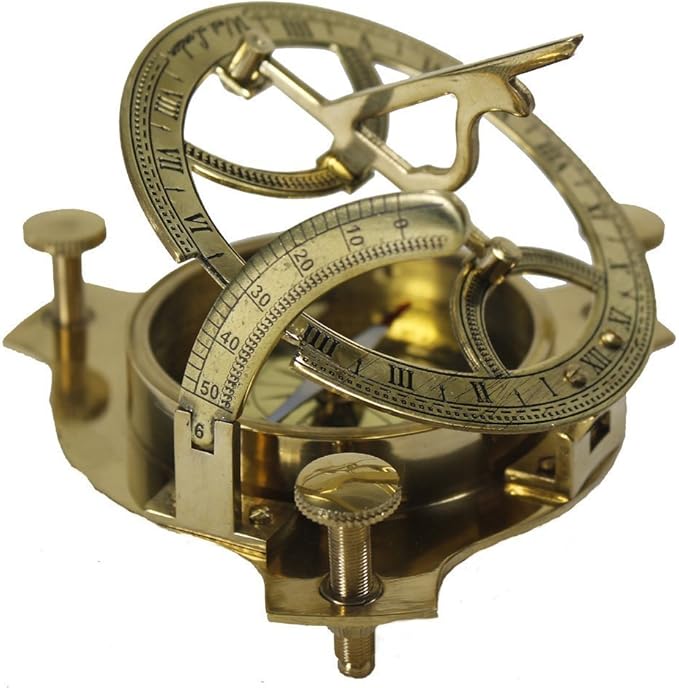 Zap Impex Sundial Compass-Brass Metal Compass Sundial (Size- 4 Inch)
