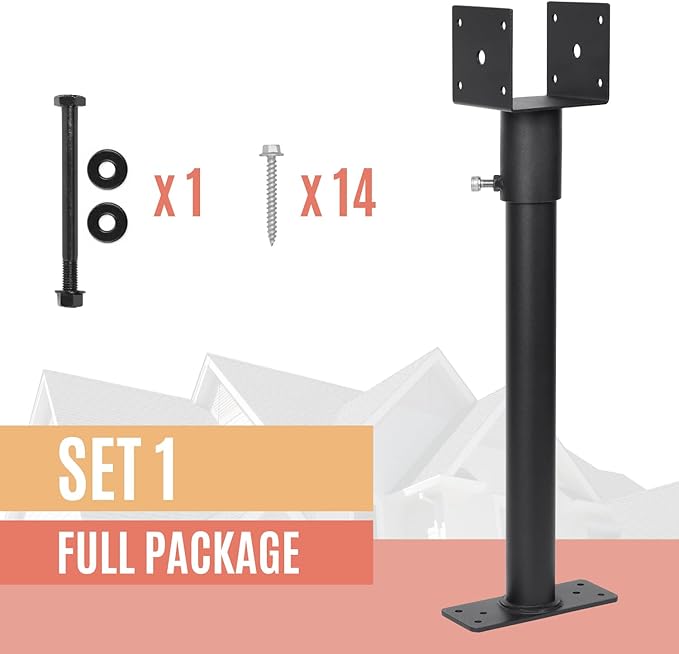 3.6" Heavy Duty Saddle Roof Riser for Patio Pergolas, 16-1/2" High, (Black - Set of 1)