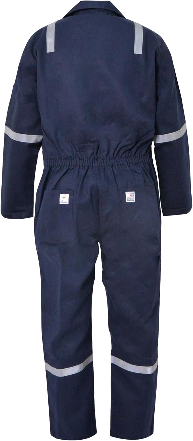 Flame Resistant FR Hi Vis Coveralls for Men NFPA 2112 Complied 7oz Overall for Men Reflective Tape 6 Pockets Coverall