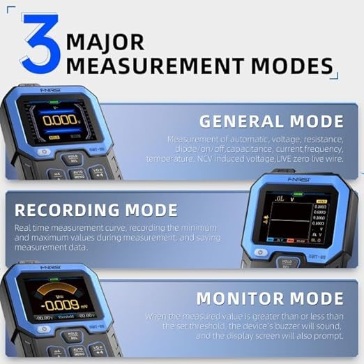 FNIRSI DMT-99 Digital Multimeter 9999 Counts TRMS, Rechargeable Auto-Ranging Volt Meter with Recording and Monitoring Data Mode, Resistance, Capacitance, Diode, Frequency, NCV, Current Voltage Tester