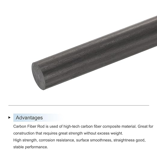 MECCANIXITY Carbon Fiber Rod, 8mm x 200mm Carbon Rod Bar for RC Plane DIY Craft Kite Wing Tube Quadcopter Arm Repair Pack of 10