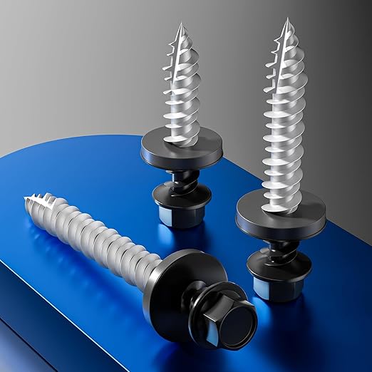 # 3/16 * 2" 370PCS 5lbs Black Hexagonal Metal Sheet roof Screws, #10 * 2 with EPDM washers and Hexagonal self Tapping, Used for Metal to Wood, Corrugated Roofs.5 * 50mm