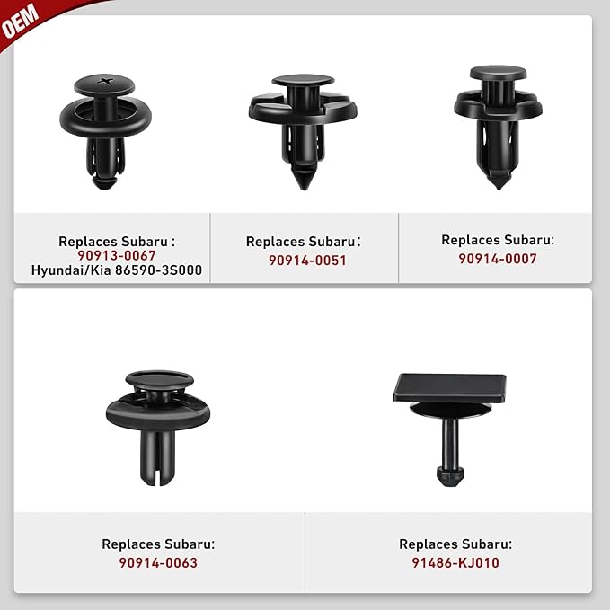 Nilight 158PCS Fender Liner Retainer Cowl Panel Vent Cap 5 Most Popular Sizes& Applications for Subaru 90913-0067 90914-0051 90914-0007 90914-0063 91486-KJ010 4-Way Valve Tools Tire Caps Cores