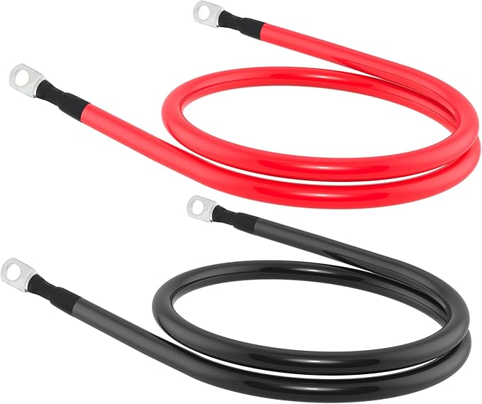 4 AWG Battery Cable 4AWG Gauge Battery Inverter Cables for Automotive Solar Marine Boat RV Car Motorcycle (4 AWG, 3FT, 3/8")
