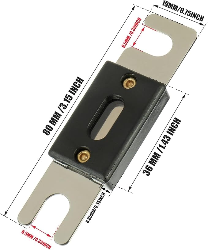BOJACK 0/2/4 Gauge AWG In Line ANL Fuse Holder with 350 Amp Fuse