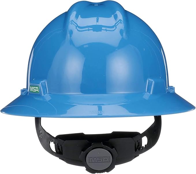 MSA V-Gard Full-Brim Hard Hat with Suspension - Polyethylene Shell, Superior Impact Protection and Self Adjusting Crown Straps - Standard Size Hard Hat