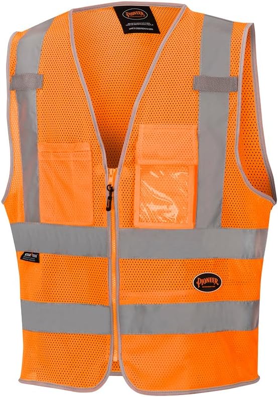 Pioneer Hi Vis Safety Vest for Men & Women - Reflective Cooling Mesh - 8 Pockets - Class 2 - Construction, Traffic, Security