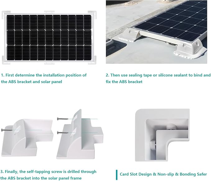 Solar Panel Mounting Brackets Kit, 7PCS RV Roof Mounts, No Drill, Caravans, Campervans (White)