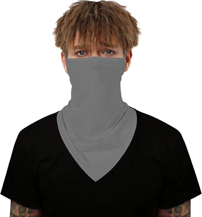 YAYOUREL Neck Gaiter Face Mask Bandanas for Men Women UV Face Scarf Cover Ear Loop Hole Facemask for Fishing Running Cycling