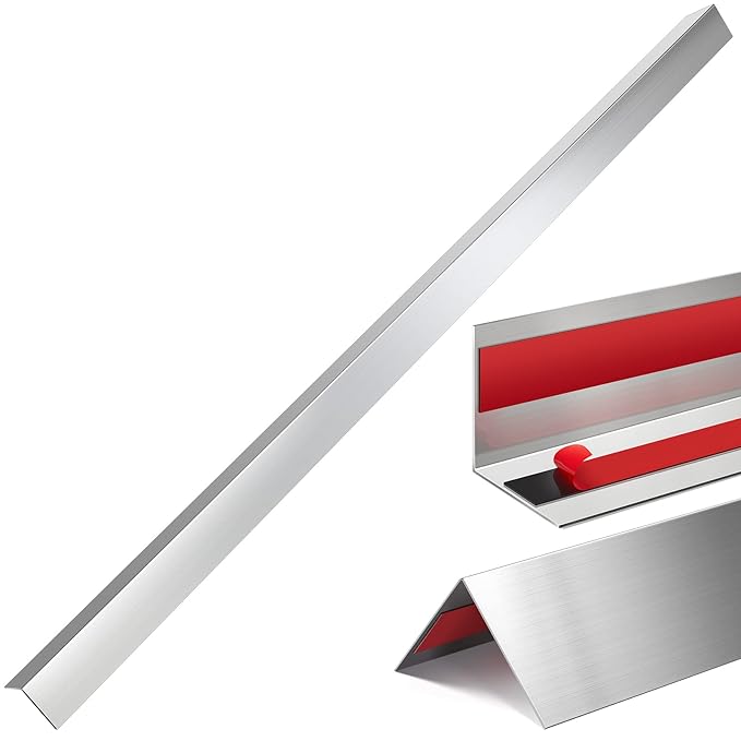 Therwen 20 Pcs 2 x 2 x 48 Inch 304 Stainless Steel Corner Guards Metal Wall Guard Protector Corner Trim Molding for Door Countertop Furniture Cabinet Protection