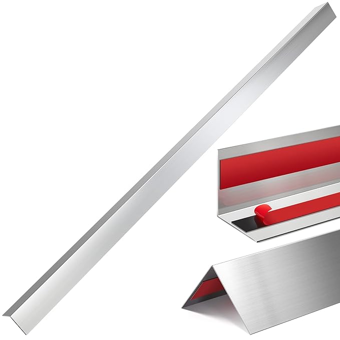 Therwen 5 Pcs 2 x 2 x 48 Inch 304 Stainless Steel Corner Guards Metal Wall Guard Protector Corner Trim Molding for Door Countertop Furniture Cabinet Protection
