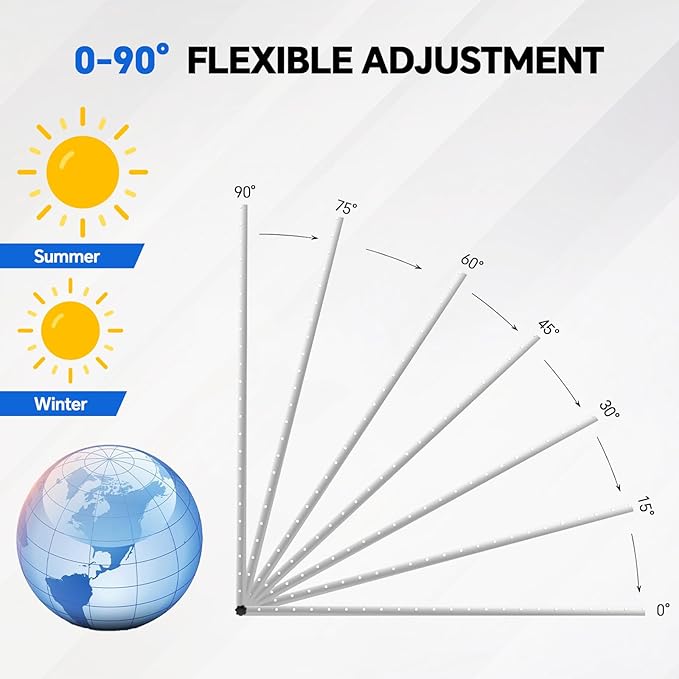 45" Solar Panel Mount Brackets Adjustable Solar Panel Tilt Mount Brackets for 100-400 Watts Solar Panel 2400Pa Windproof for Roof, RV, Ground, Boat and Off-Grid (Brackets with Cross Beams)