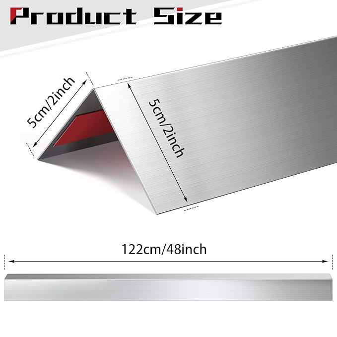 Therwen 10 Pcs 2 x 2 x 48 Inch 304 Stainless Steel Corner Guards Metal Wall Guard Protector Corner Trim Molding for Door Countertop Furniture Cabinet Protection