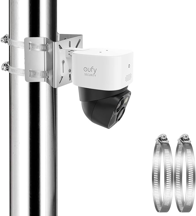 Tonton Pole Mount Corner Bracket Kit Compatible with Eufy Security SoloCam S340, SoloCam E30, and Eufy 4G LTE Cam S330, Adjustable Weatherproof Camera Mount for Solar Security Camera (1-Pack, White)