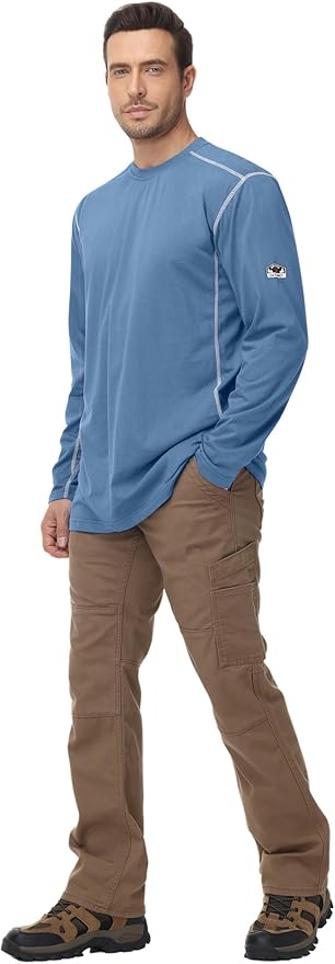 FR Shirts for Men 4oz Lightweight Fire Resistant Shirts for Men Long Sleeve Welding Shirt CAT1
