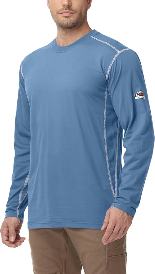 FR Shirts for Men 4oz Lightweight Fire Resistant Shirts for Men Long Sleeve Welding Shirt CAT1