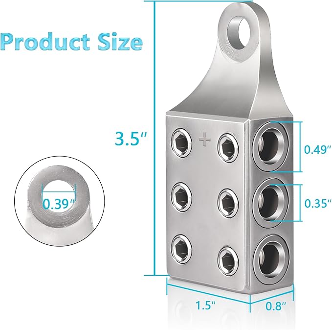 Battery Post Terminals, 1/0,1,2,3,4,5,6AWG Gauge Side Post Battery Terminal with Bolt, 6 Way Top Post Battery Terminal for AGM Lead Acid Battery or Lithium attery,M10 or 3/8”-16