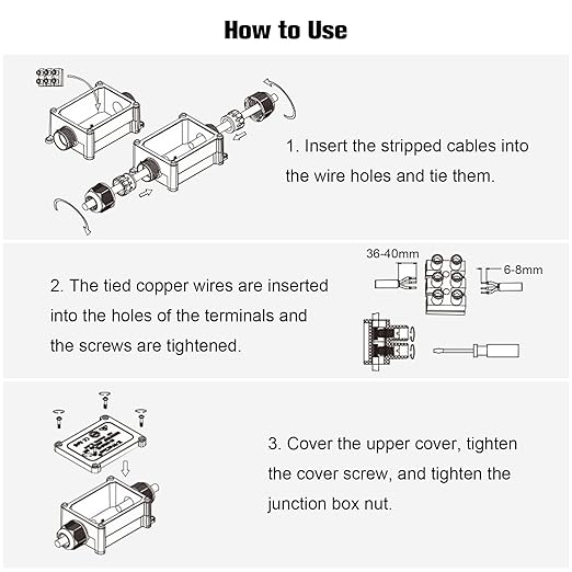2 Pcs 2 Way IP68 Waterproof Junction Box, Outdoor/Underground Electrical Box for Street Lights, Buried Lamps, Lighting Connections