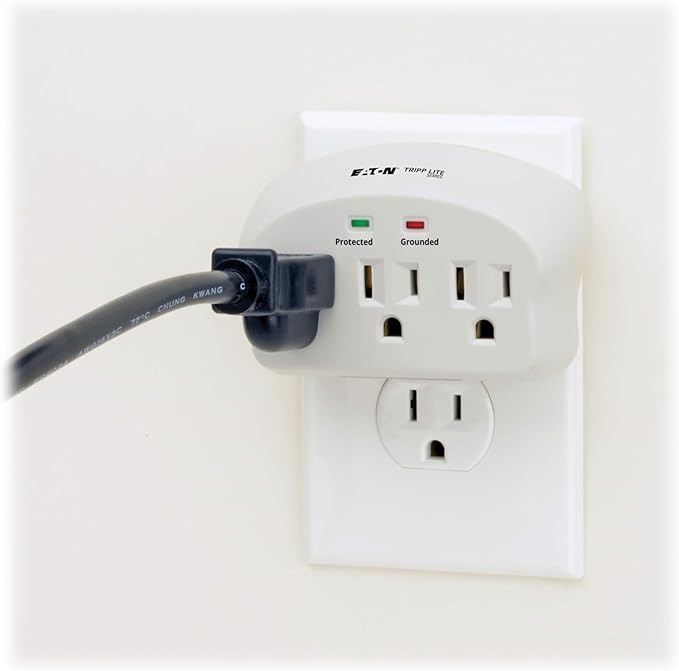 Eaton Tripp Lite SK3-0 Multi-Plug Wall Outlet Extender Surge Protector, 3 Outlets, 660 Joule Rating, Diagnostic LEDs, Portable Travel Wall Plug, Lifetime Manufacturer's Warranty & $5,000 Insurance