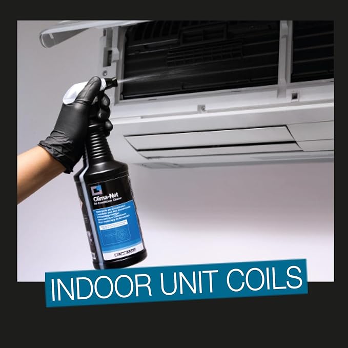 ERRECOM Clima-Net, Air Conditioner Cleaner for Central AC and Split AC, Cleans Air Ducts, AC Filters, Evaporator/Condenser Coils, Improves Airflow and Indoor Air Quality, 1 L Bottle (34 fl oz)