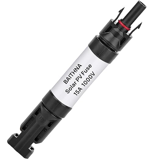 1000V PV Fuse Connector IP68 Waterproof Dustproof in-line Fuse Holder, Male and Female Solar Plug with 1 Fuse (15A Fuse Connector)