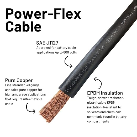 2/0 AWG Gaug Red + Black Pure Copper Battery Inverter Cables Solar, RV, Car, Boat 2 Feet 5/16" Lugs