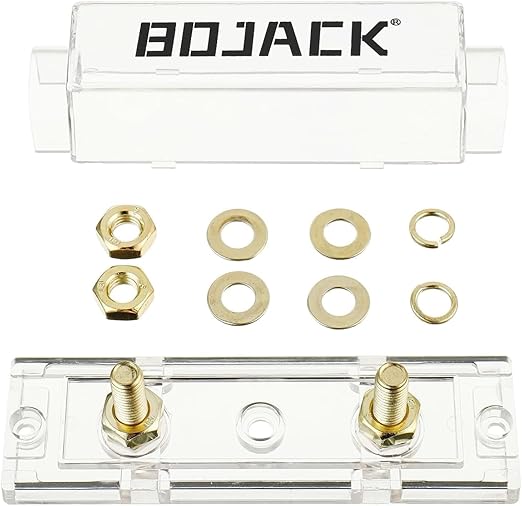 BOJACK 0/2/4 Gauge ANL Fuse Holder and 125 Amp ANL Fuses for 0 2 4 8 Gauge AWG Block, Automotive Fuse Holder 125A (Pack of 2)