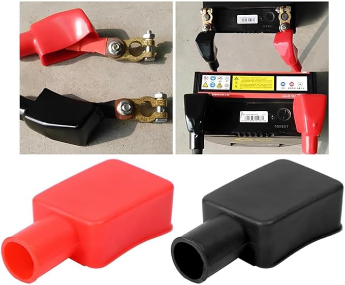 Zipelo Car Battery Terminal Cover, 2PCS Soft Rubber Vehicle Insulating Battery Protector, Positive Negative Poles Automotive Stud Connector Top Post Cap, Universal for Truck Motorcycle Bike