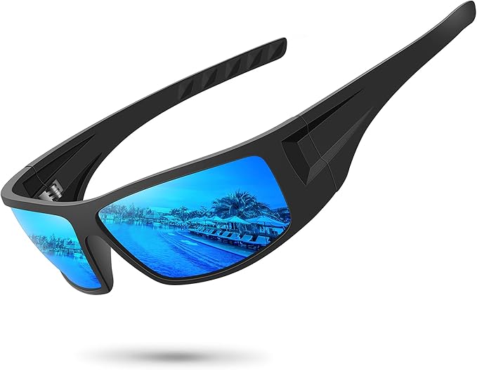 Polarized Sports Sunglasses for Men Women Unbreakable Frame Cycling Fishing Wrap Around Sunglasses UV400 Protection
