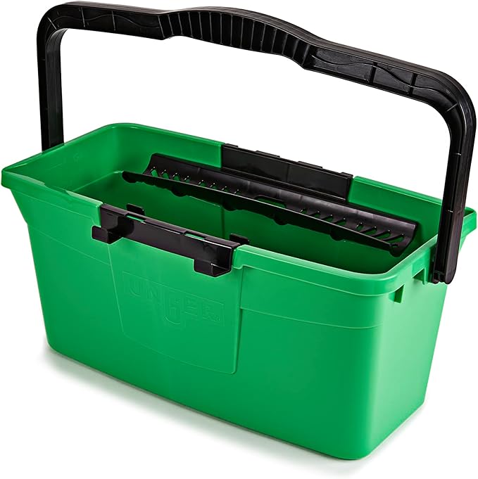 Unger AK015 Window Cleaning Kit PRO Set - Power Washer Sleeve, ErgoTec Squeegee, Bucket 18L, Liquid Glass Cleaner 1L, Safety Glass Scraper, Microfibre Cloth - Professional Window Cleaner, Green
