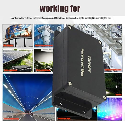 Electrical Box, Universal Junction Box,Dustproof Waterproof IP67 ABS Plastic Box,with Fixed Hole and 4pcs x M16 Cable Gland,7.8" x 4.7" x 2.9"/200 x 120 x 75mm,Black…