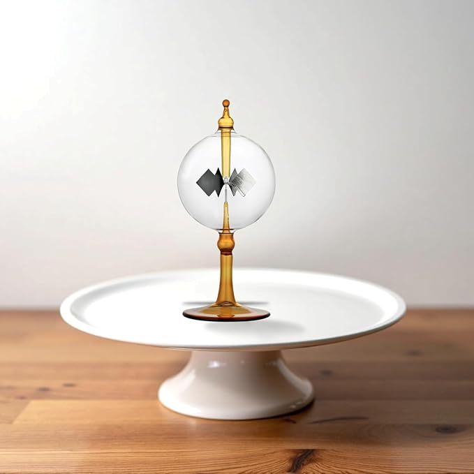 Solar Crookes Radiometer Glass Windmill Handmade for Party Home Decoration Gift L (Orange)