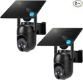 4G LTE Cellular Security Cameras Solar Powered No WiFi Security Camera Outdoor Wireless Built-in SIM Card 2K Color Night Vision 360° View Motion Detection 2-Way Audio 2 Packs